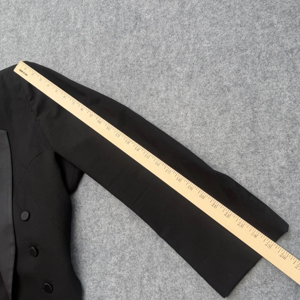 Oscar de la Renta Formal Mens Black Tuxedo Tailcoat Double Breasted Jacket USA